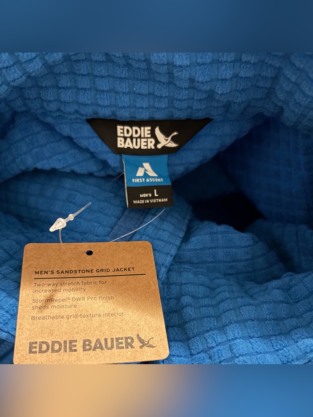 $129 Eddie Bauer Sandstone Grid Blue Jacket Men’s Size: Large - Picture 8 of 8